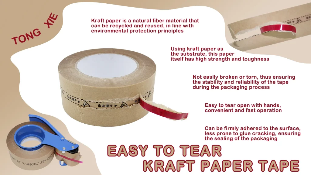 Cinta de Papel Kraft Fácil de Rasgar
